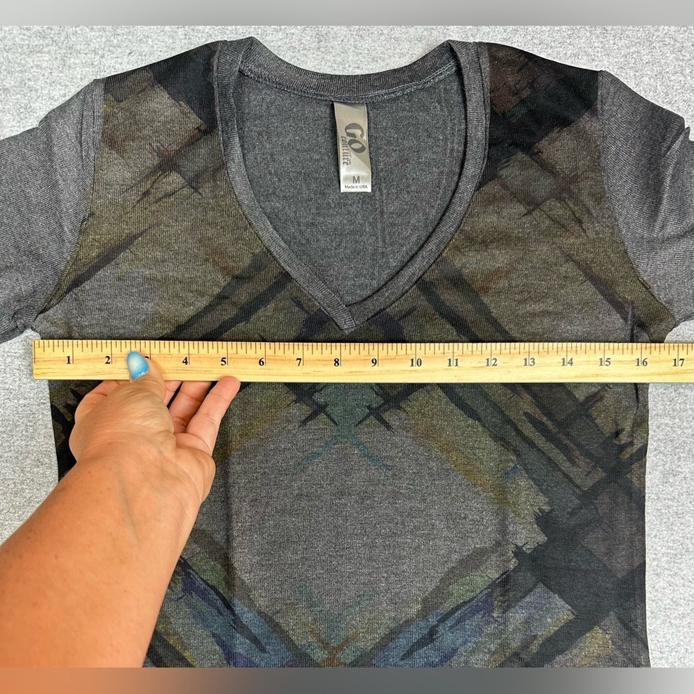 Go Couture Shirt Womens Medium Long Sleeve Tunic Abstract Print Made USA Top NEW - Picture 3 of 6